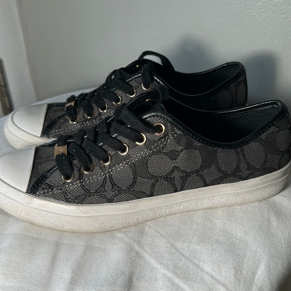 Coach Shoes Coach Monogram Empire Black Lace Up Tennis Shoes Excellent Condition Poshmark